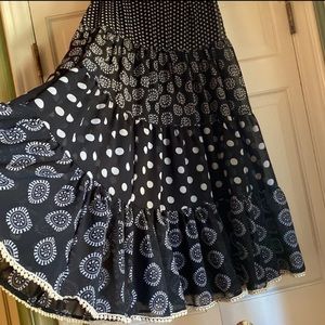 Tiered Maxi Skirt Black & White Polka Dots Vintage ReWork UPWork Anthropologie